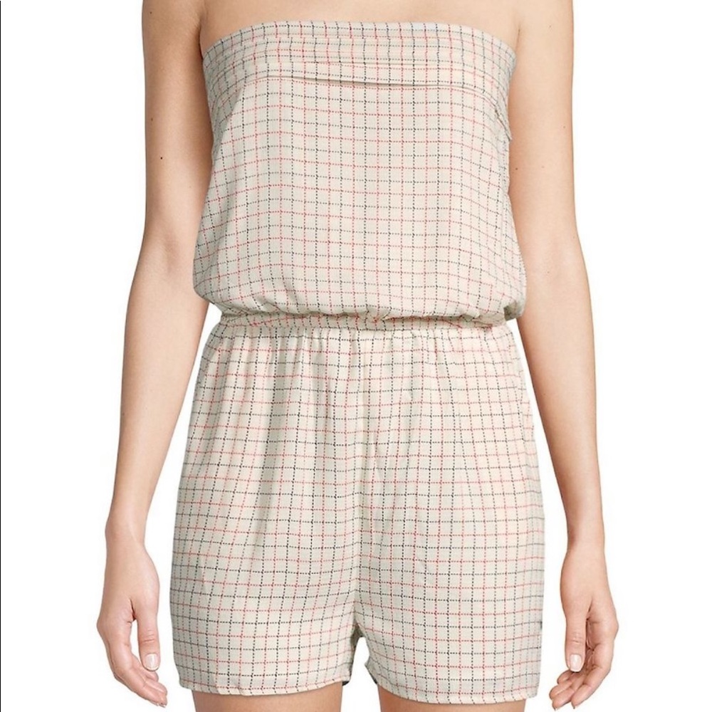 White grid print romper